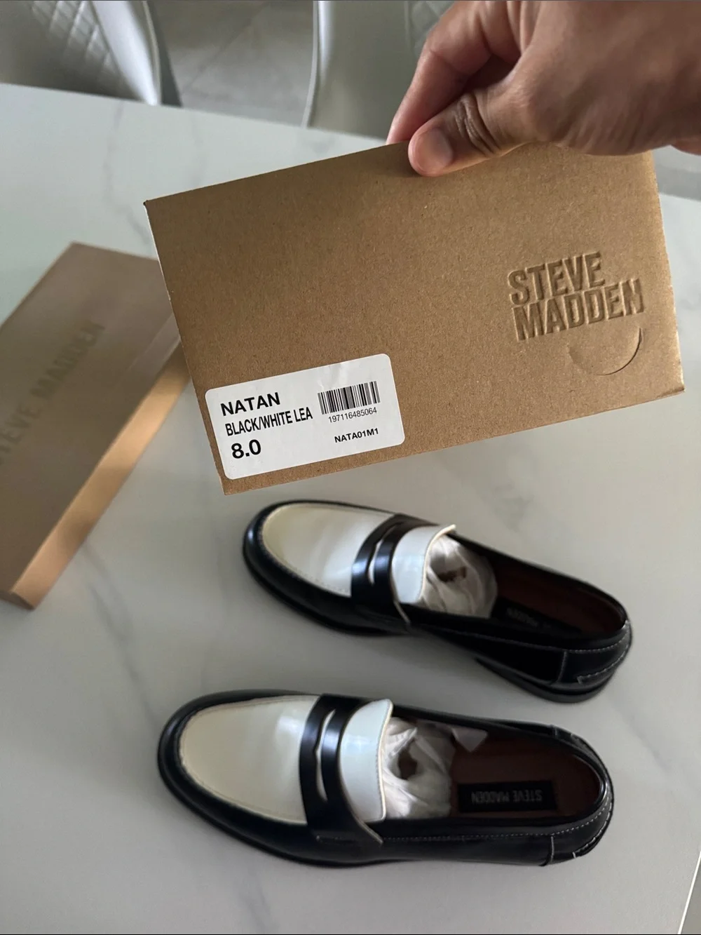 NATAN BLACK/WHITE LEATHER